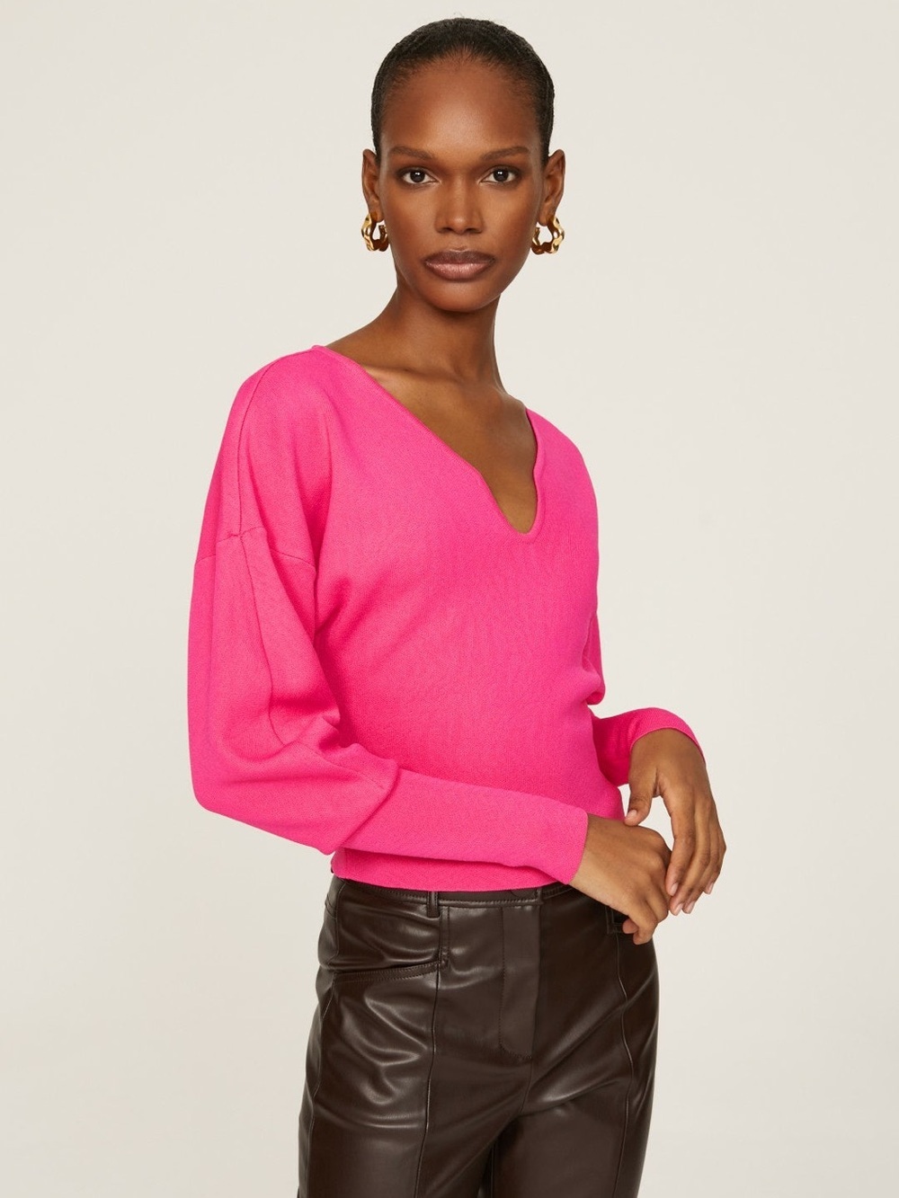 Esteban Cortazar Hot Pink Pullover Sweater Size M